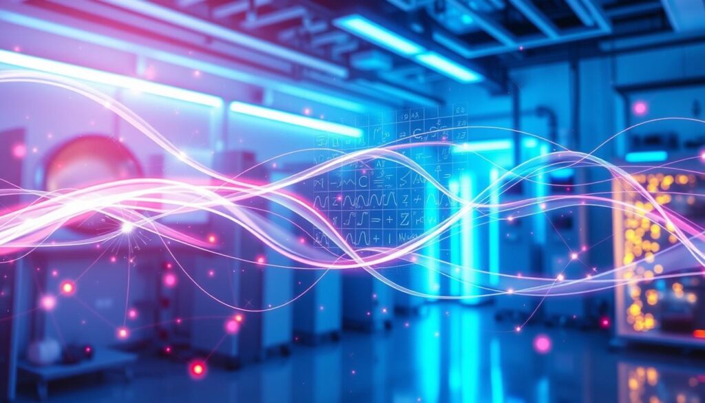 A surreal representation of "Quantum Interference Principle," showcasing various quantum particles interacting in a vibrant, abstract manner. In the foreground, delicate waves of light, symbolizing quantum states, intertwine in a complex dance. The middle layer features a translucent grid overlay with mathematical symbols and wave functions, suggesting advanced computational processes. In the background, a softly glowing laboratory setting is adorned with futuristic equipment, illuminated by cool, blue lighting to enhance the high-tech atmosphere. A sense of mystery and exploration pervades the scene, reflecting the innovative spirit of quantum computing. The angles should create a dynamic effect, drawing the viewer’s eye into the intricate details of quantum interactions. A surreal representation of "Quantum Interference Principle," showcasing various quantum particles interacting in a vibrant, abstract manner. In the foreground, delicate waves of light, symbolizing quantum states, intertwine in a complex dance. The middle layer features a translucent grid overlay with mathematical symbols and wave functions, suggesting advanced computational processes. In the background, a softly glowing laboratory setting is adorned with futuristic equipment, illuminated by cool, blue lighting to enhance the high-tech atmosphere. A sense of mystery and exploration pervades the scene, reflecting the innovative spirit of quantum computing. The angles should create a dynamic effect, drawing the viewer’s eye into the intricate details of quantum interactions.